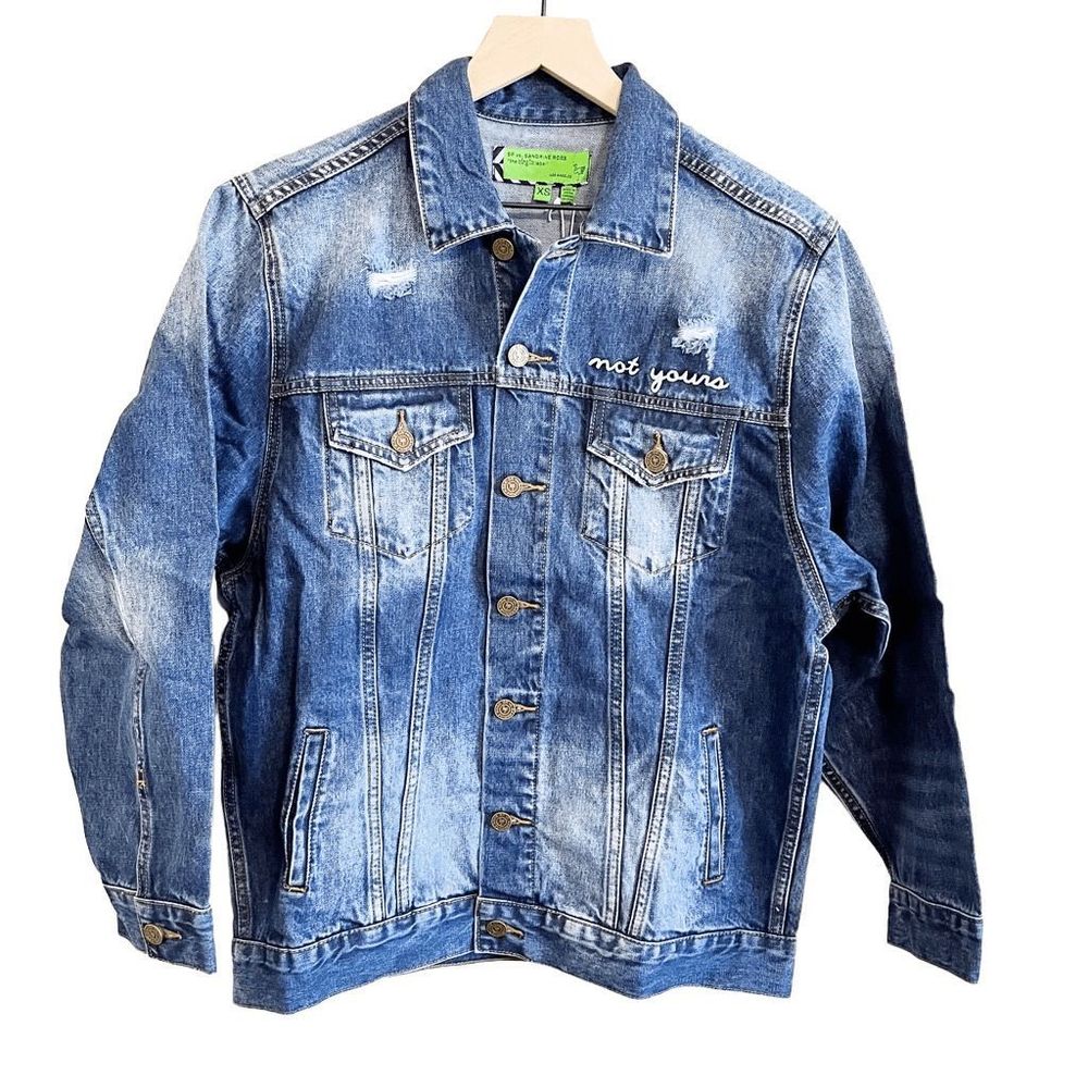 Sandrine Rose Free People Womens Jacket XS Denim Embroidered Not Yours L'Artiste